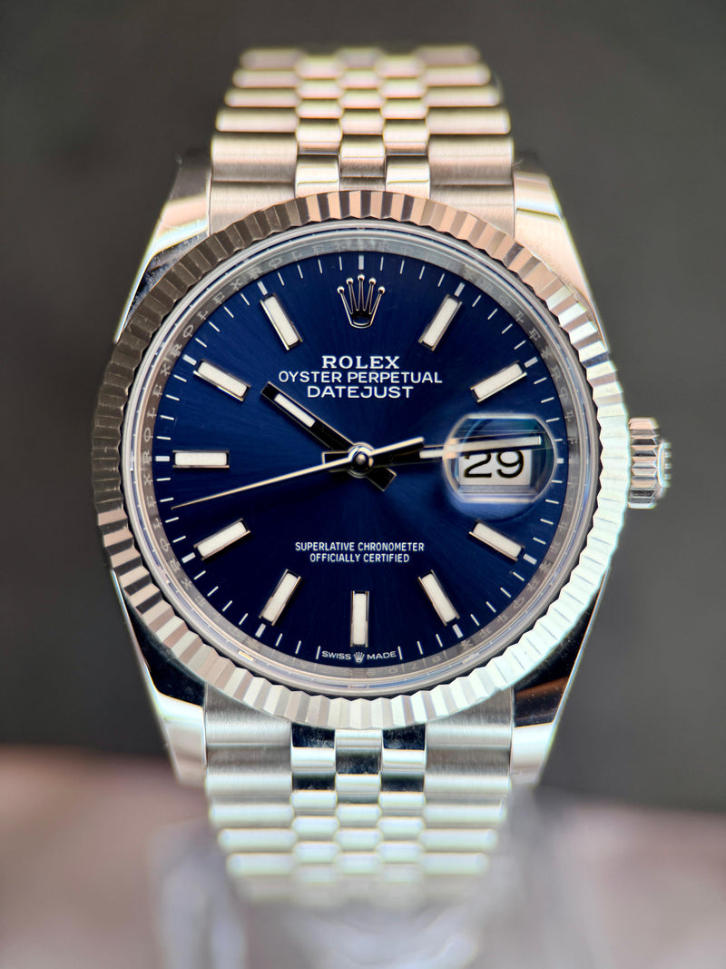 Datejust 36 Sunburst Blue Dial Fluted Bezel Jubilee 126234 | 2024 Full Set (Warranty to 2029)