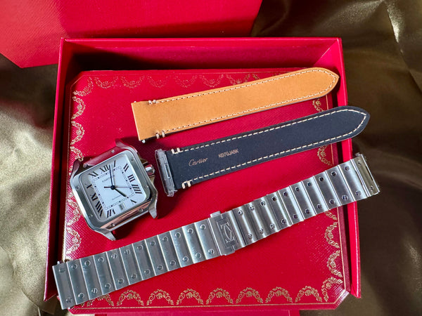 Cartier Santos WSSA0009 Box & Papers, Extra Strap -Excellent Condition