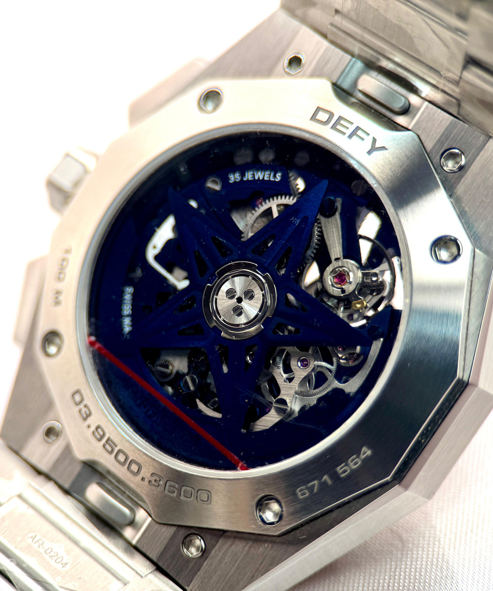 Defy Skyline Chronograph Skeleton 42mm | Blue Openworked | Ref. 03.9500.3600