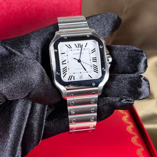 Cartier Santos WSSA0009 Box & Papers, Extra Strap -Excellent Condition