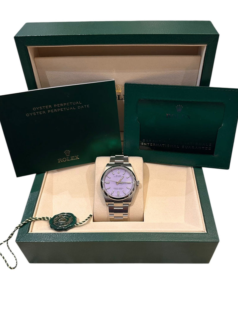 Brand New 2025 Rolex Oyster Perpetual 31mm Lavender Dial - Full Set