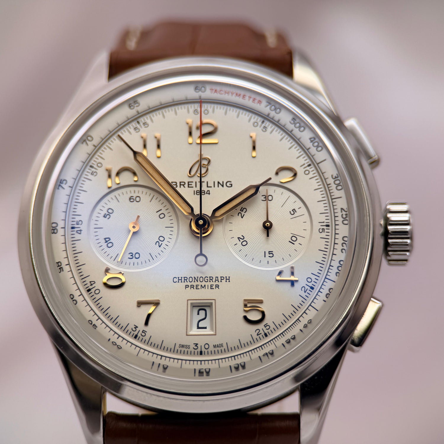 Premier B01 Chronograph 42 Silver "Panda" Dial | Ref. AB0145211G1A1