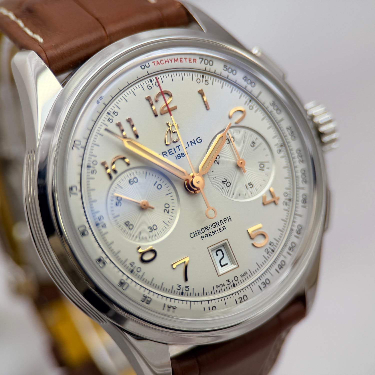 Premier B01 Chronograph 42 Silver "Panda" Dial | Ref. AB0145211G1A1