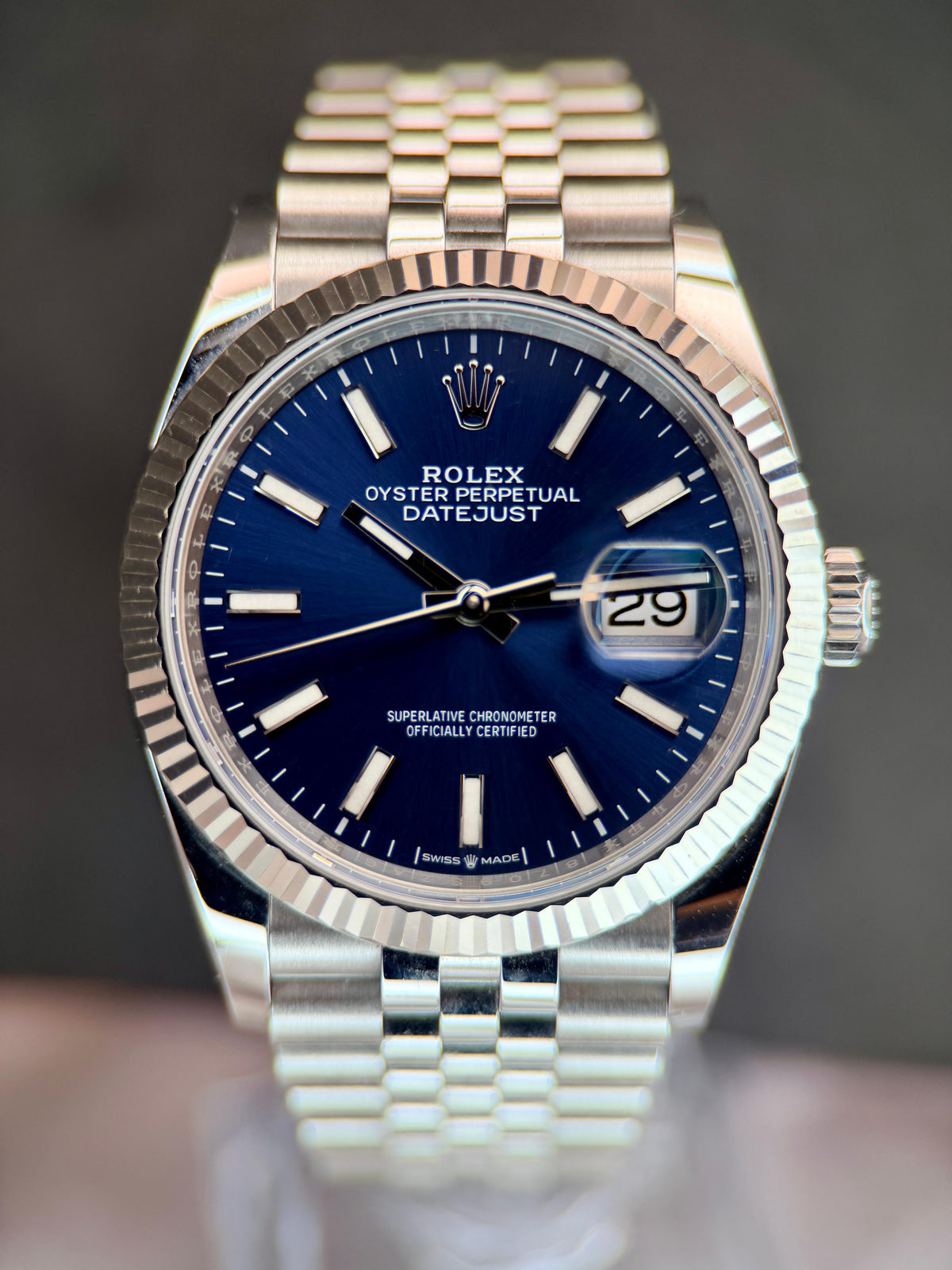 Datejust 36 Sunburst Blue Dial Fluted Bezel Jubilee 126234 | 2024 Full Set (Warranty to 2029)