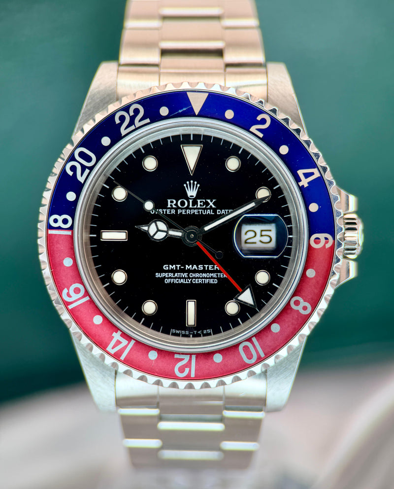 GMT-Master "Pepsi" بقطر 40 ملم 16700 | 1993 بحالة جيدة جداً، طقم كامل (مينا بالتريتيوم / عروات مثقوبة)