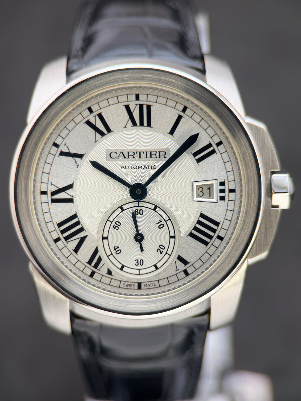Calibre de Cartier بقطر 38 ملم بمينا فضي WSCA0003 | 2016 بحالة ممتازة جداً، طقم كامل (متوقفة عن الإنتاج)