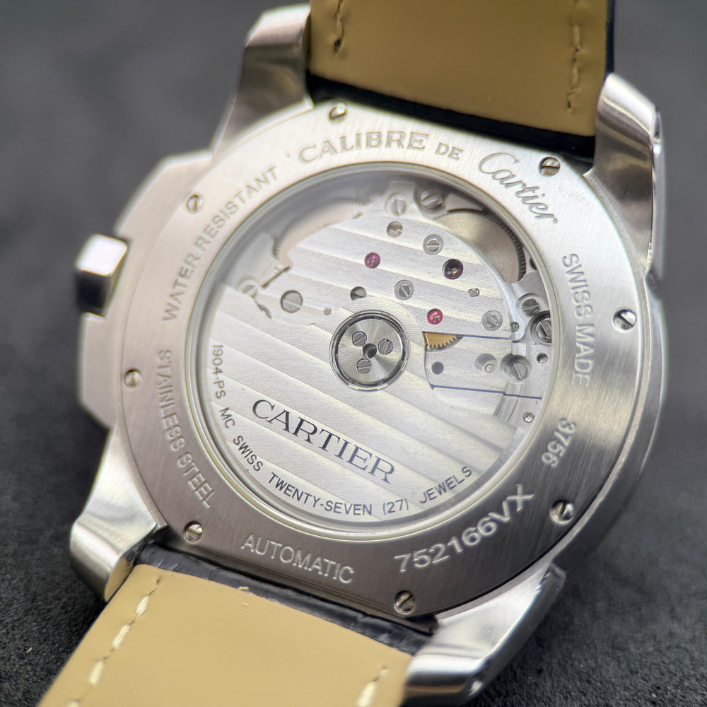 Calibre de Cartier بقطر 38 ملم بمينا فضي WSCA0003 | 2016 بحالة ممتازة جداً، طقم كامل (متوقفة عن الإنتاج)