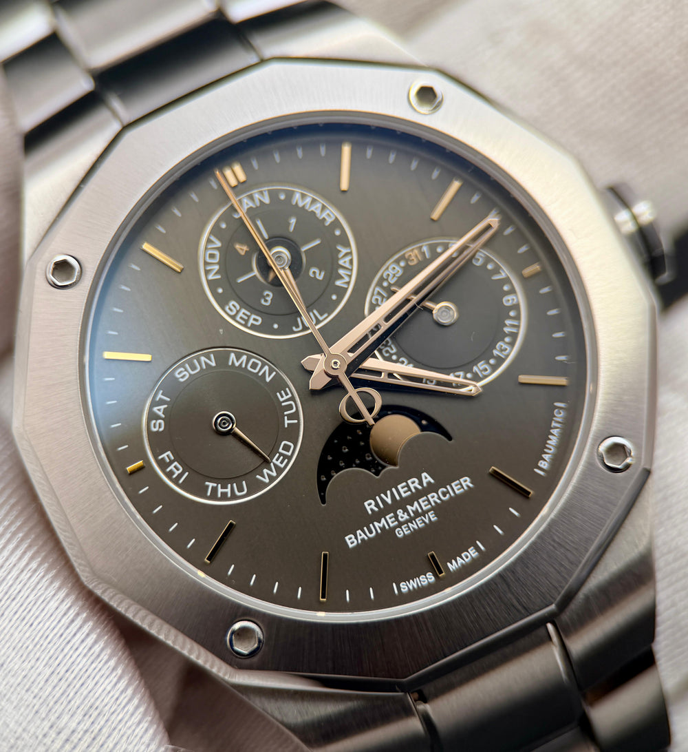 Riviera Baumatic Perpetual Calendar 40mm Grey Dial M0A10786 | 2025 Mint Full Set (Limited 50)
