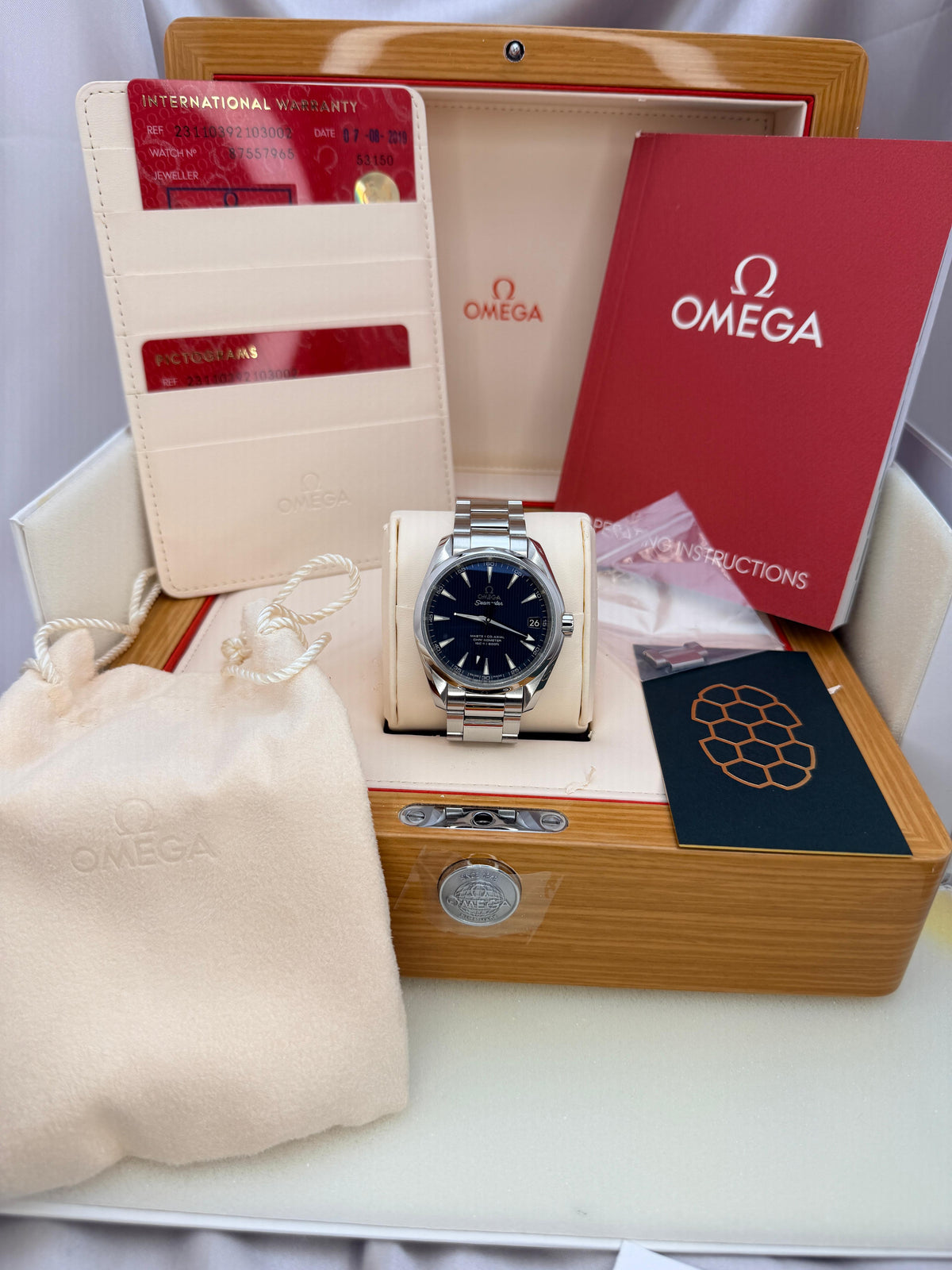 Seamaster Aqua Terra 150M 38.5mm Blue Teak Dial 231.10.39.21.03.002 | 2019 Full Set (Discontinued)