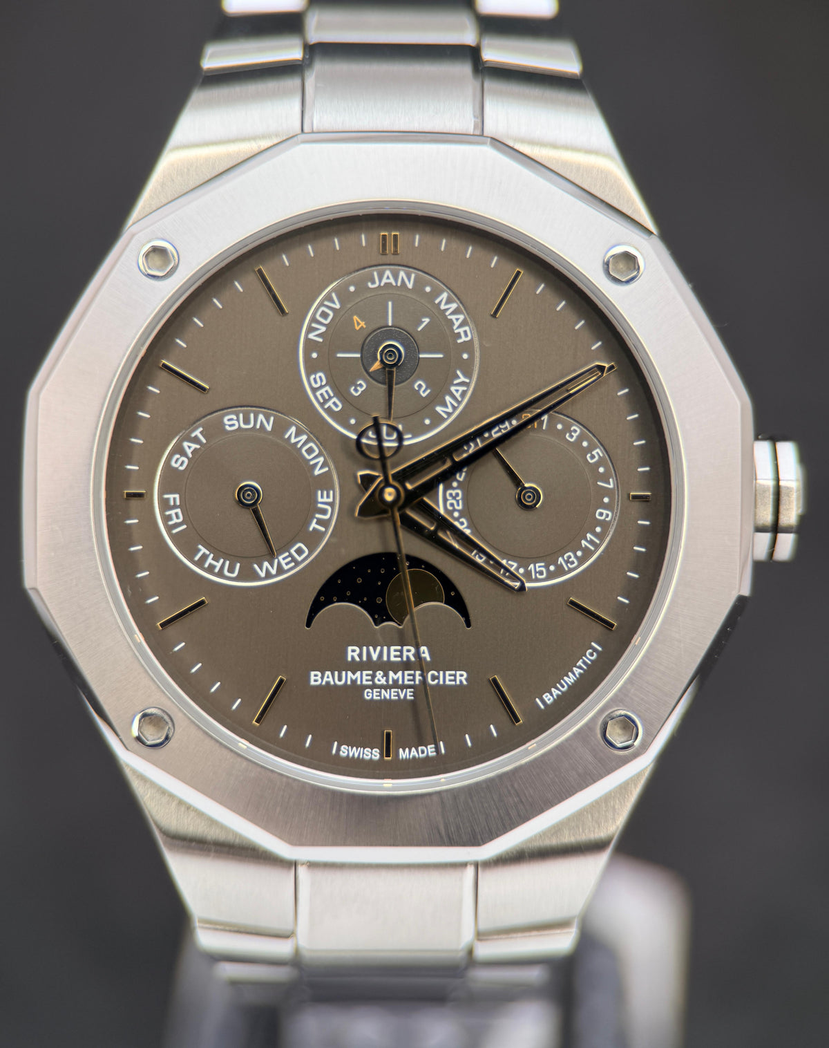 Riviera Baumatic Perpetual Calendar 40mm Grey Dial M0A10786 | 2025 Mint Full Set (Limited 50)